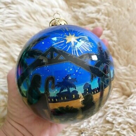 2020 NATIVITY GLASS 100 MM LARGE BALL ORNAMENT - Picture 7 of 7